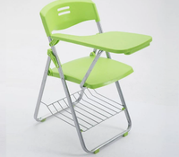 Tablette d'écriture pliable en plastique chromé avec cadre en acier, chaise de formation, chaise de bureau, pour l'école, les conférences et les salles de séminaire