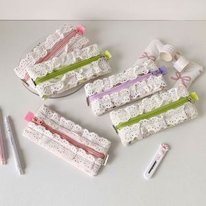 Simple Cosmetic Storage Bags Student Women School Office <b>Makeup</b> Lace Pencil Case Pouch - Product Image 2