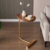 Table console moderne ronde en bois et fer, durable et facile à nettoyer, pour salon et couloir, style panneau, idéale pour appartement