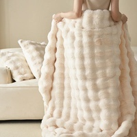 Couverture de canapé en fausse fourrure de lapin de haute qualité, confortable, épaisse, chaude, couleur unie, anti-acariens, moderne, lavable en machine