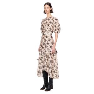 Vestido Midi Elegante de Gasa con Estampado Floral Vintage para Mujer, Cuello Redondo, Control de Abdomen, Vestido Formal para Iglesia - Product Image 5
