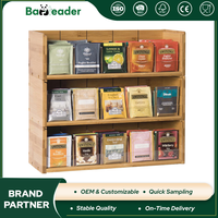 Étagère de rangement à épices moderne en bambou naturel à 3 niveaux empilable Direct Premium, organisateur de cuisine, boîte de rangement, étagère de placard