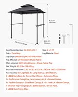 Gazebo de jardin extérieur 8 x 5 pieds avec toit à double niveau, auvent de barbecue pour patio, jardin, pique-nique