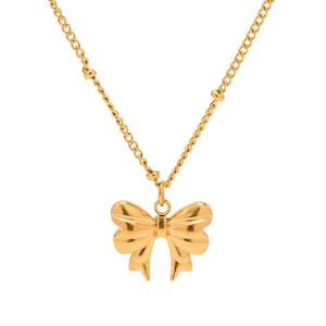 Collier Nœud Papillon en Acier Inoxydable Plaqué Or 18 carats avec Pendentif Animal, Bijoux pour Femme – Fabricant - Product Image 1
