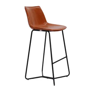 Wholesale High Quality Custom Leather Bar Stool Metal Modern Kitchen Bar Stool Chair