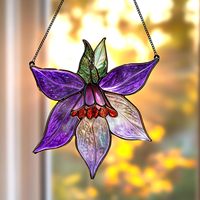 Attrape-soleil en acrylique motif bibliothèque de fleurs, 6 pouces, ornement suspendu pour fenêtre, effet vitrail, décoration intérieure et extérieure