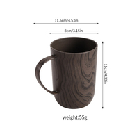 Mug à café en PP effet bois, sans BPA, incassable, grande capacité, pour café et souvenirs, directement de l'usine