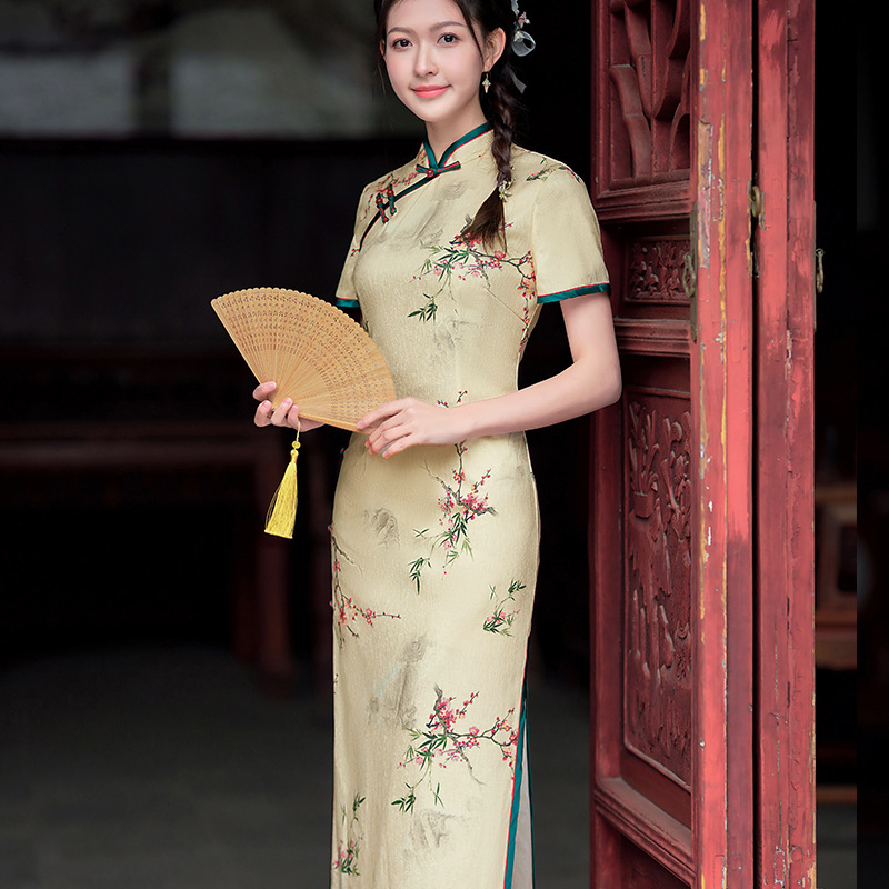 Elegant Chinese Style Dress - Retro Buckle Long Evening Gown
