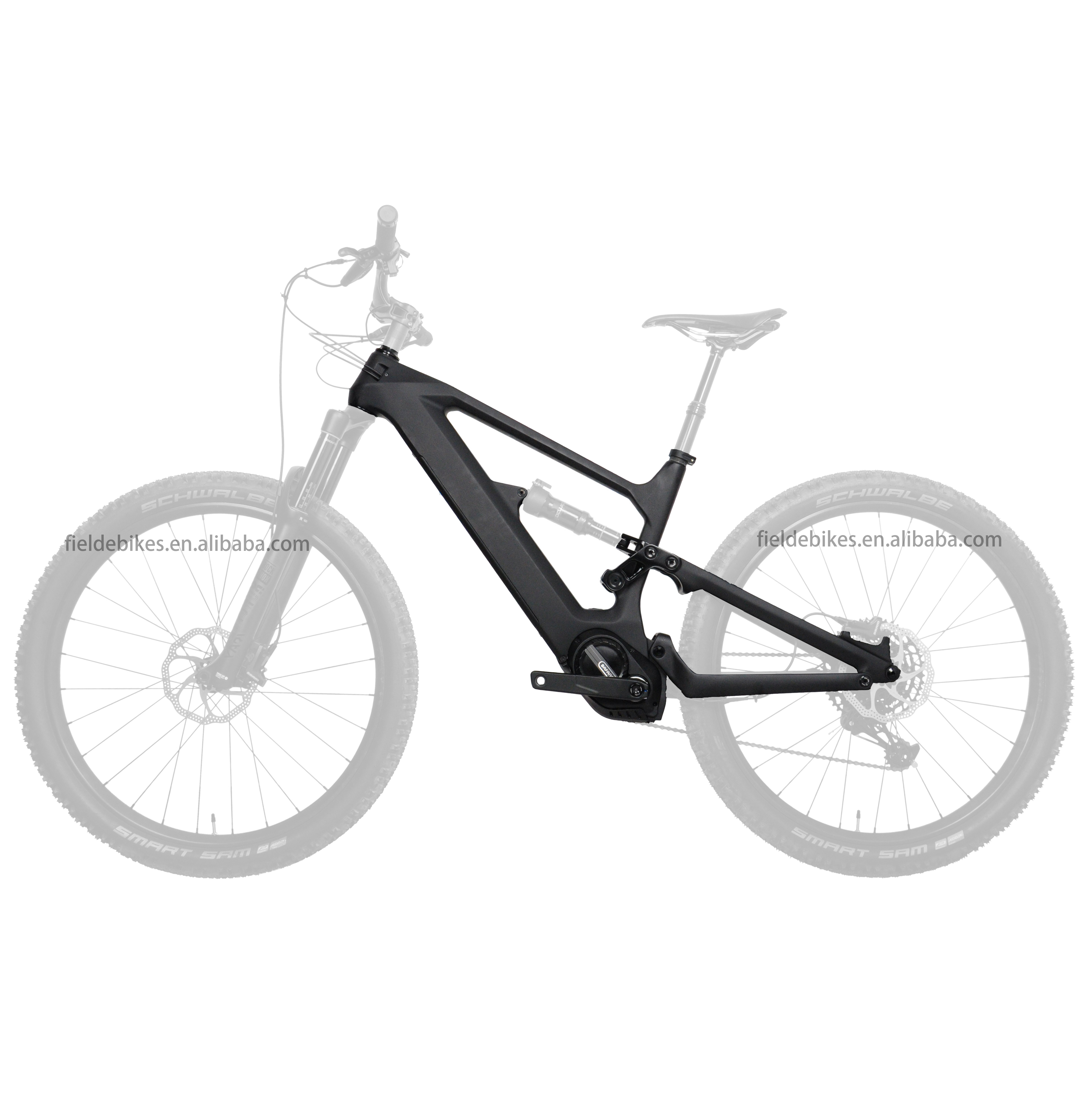 Dengfu E10 Electric Bicycle Kit Dual Suspension Frame Bafang M560 750W Mid Motor 48V 17.5AH Battery UDH Frame Motor Battery Kit