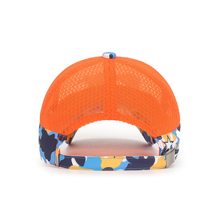 Summer <b>Kids</b> Sun Protection Net Hat <b>Baseball</b> <b>Cap</b> Breathable Sunshade For Boys Girls Orange Camouflage Design - Product Image 3