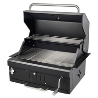 Gril à charbon de bois pliable en acier inoxydable pour l'extérieur avec montage facile et surface de cuisson de 64x46cm pour barbecue et pâtisserie