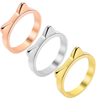 Bijoux simples - bague pour femme en acier inoxydable avec oreilles de chat mignonnes - bague pour l'index - décoration pour la main - en stock