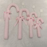 Décorations de Noël, Ornements pour sapin de Noël, Rubans, Nœuds, Bandes en peluche, Bâtons de marche rayés, Pièces à suspendre, Boîtes cadeaux