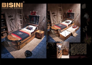 <span class=keywords><strong>Lit</strong></span> de pirate en bois de couleur marron de style moderne, <span class=keywords><strong>lit</strong></span> de prince adorable avec armoire de rangement - Product Image 2