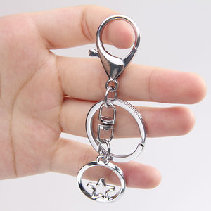Alloy Keychain Lobster Buckle Round Five Pointed Star Pendant DIY Jewelry <b>Accessories</b> Metal <b>Key</b> <b>Ring</b> Fashion Trend - Product Image 3