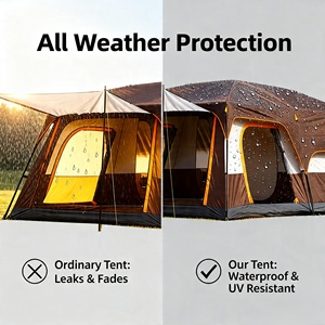 Customizable Family Camping <b>Tent</b> with Low MOQ 5/8 Person, Oxford Fabric, High Water Resistance, Two Bedrooms & One Living Area - Product Image 5