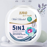 Kapsul Cuci 5IN1 Aroma Wild Bluebell, Pod Cuci Pakaian, Pelembut Kain Bersih Mendalam untuk Pakaian, Cuci Mesin Otomatis