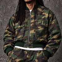 Ensemble de survêtement pour homme personnalisé, veste zippée camouflage, pantalon cargo multi-poches, coupe ample, style streetwear décontracté