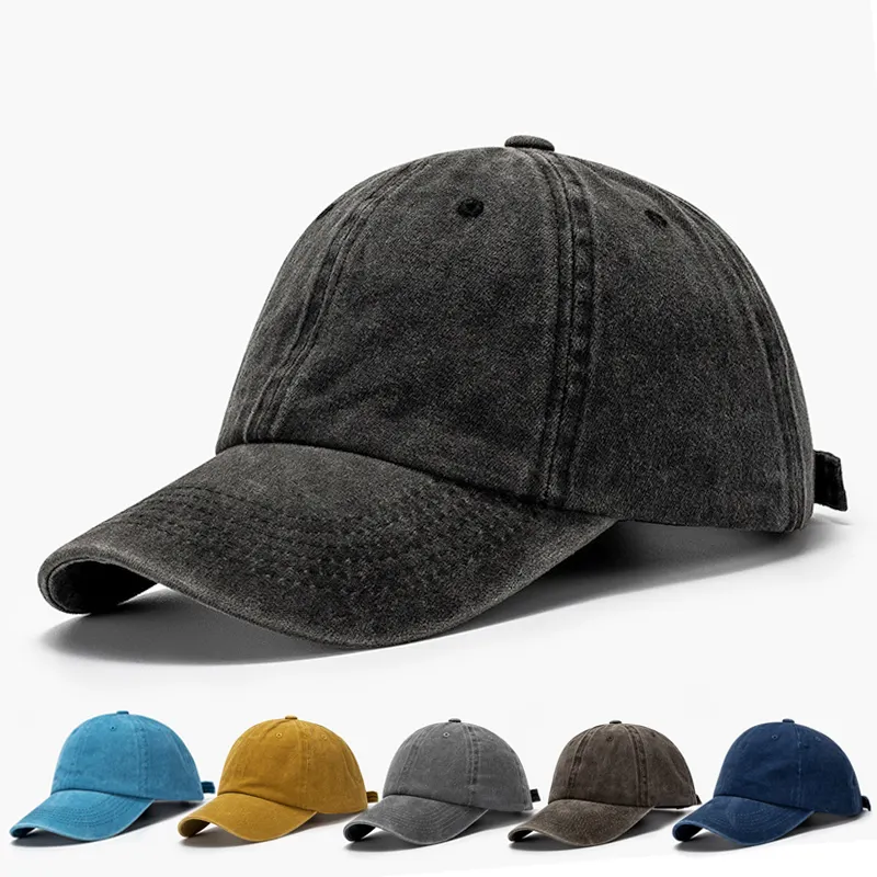 Solid Color Baseball Cap Washed Distressed Fashion Hat Ladies Men's Baseball Cap Pure Cotton Outdoor Sun Hat Casual Cap