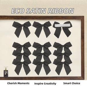 Rubans en satin écologiques colorés personnalisés, nœuds en ruban uni noir double face tissé, accessoires pour cheveux, largeur 1 pouce, pour travaux manuels - Product Image 1