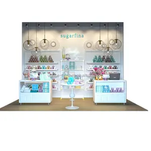 Bel design cotton candy kiosk elegante sweet food booth retail candy shop furniture wall cabinet dessert stand in vendita