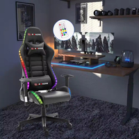 Chaise de jeu ergonomique moderne JR Racing avec lumières LED RGB et cuir synthétique pour les joueurs