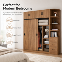 Armoire de chambre à coucher moderne à grande capacité avec portes coulissantes en bois massif pour usage hôtelier