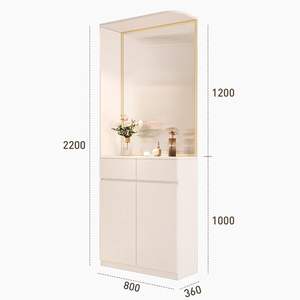 <span class=keywords><strong>Meuble</strong></span> d'entrée d'angle moderne et simple en panneaux de bois avec écran en verre intégré, tabouret à chaussures et rangement pour salon et cuisine, mobilier de maison - Product Image 6