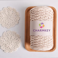 Charmkey 3mm ferme tressé coton corde cordon macramé fil rigide tressé utilitaire corde pour Crochet sac tapis artisanat fil à tricoter