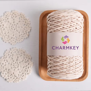 Charmkey 3mm ferma corda di cotone intrecciato filo di macramè corda rigida intrecciata per sacchetto all'uncinetto <span class=keywords><strong>filato</strong></span> per maglieria artigianale - Product Image 2