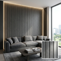 Panel de Pared con Rejilla Acanalada WPC para Uso en Interiores, Tablero Decorativo de PVC con Aspecto de Madera, Resistente al Agua y al Fuego, para Paredes de TV