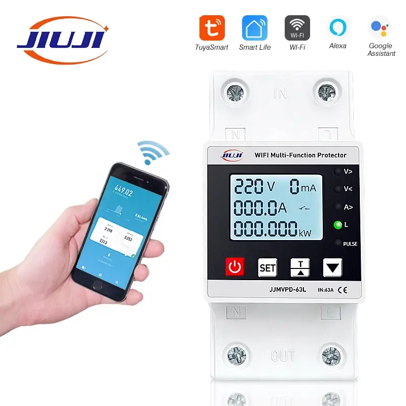 power supply automatic voltage regulator 63A WiFi multi function protector Over Under Voltage Protector