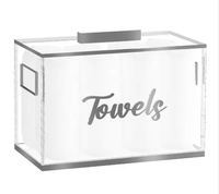 Taille personnalisée Judaica Lucite Boîte à serviettes en acrylique transparent de qualité supérieure avec motif floral doré-Organisateur de rangement élégant pour salle de bain
