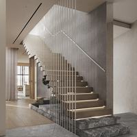Escalier en bois moderne, escalier droit haut de gamme, escalier intérieur moderne, marches en bois, escalier intérieur avec câble métallique