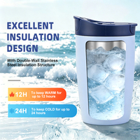 Tasses à café réutilisables en acier inoxydable à double paroi de 350 ml avec logo personnalisé, couvercle anti-fuite, mug de voyage