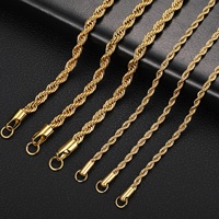 Chaîne en acier inoxydable à maillons français, plaquée or par électrolyse sous vide, collier chaîne corde, accessoire de bijouterie pour homme