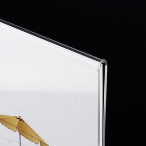 حامل لافتات أكريليك شفاف على شكل حرف T، حامل عرض قائمة طعام للطاولة مع قاعدة خشبية للأعراس - Product Image 6