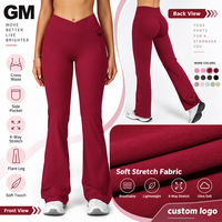Pantalon de yoga évasé taille haute GM Wholesale pour femme, effet push-up, extensible, idéal pour la danse, la gym et le fitness
