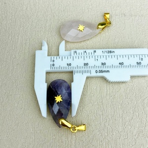 Pendentif en cristal naturel en forme de goutte d'eau, <span class=keywords><strong>améthyste</strong></span> et <span class=keywords><strong>quartz</strong></span> rose facettés avec breloque étoile, bijoux pour colliers, vente en gros - Product Image 2