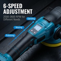 POLAR BEAR Polisseuse de voiture portable sans fil 21V, moteur sans balais, 6 vitesses, double action, batterie 3.0Ah, 600W, 125mm