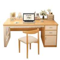 Bureau de travail robuste en MDF avec cadre métallique et tiroirs de rangement, poste de travail informatique pour chambre à coucher