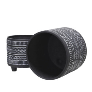 Jardinières modernes sur pied en céramique noire, pots décoratifs pour intérieur et extérieur, lot de deux - Product Image 4