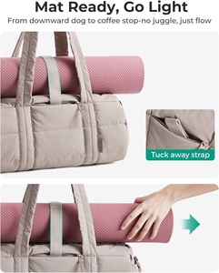 Borsa <span class=keywords><strong>a</strong></span> tracolla da palestra/yoga all'ingrosso da donna, porta tappetino roll-top con scomparto separato <span class=keywords><strong>per</strong></span> asciutto/bagnato, borsa da viaggio leggera, logo personalizzabile - Product Image 4