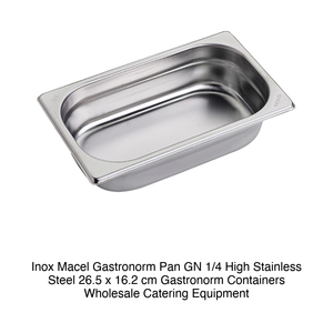 Recipiente para Alimentos GN 1/4 de Acero Inoxidable 18/10, 26.5 × 16.2 × 6.5 h cm, 395 g, Inox Inox Macel - Product Image 2