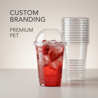 Gobelet en plastique jetable à double paroi certifié SGS, 98 mm, anti-fuite, en PET, pour boissons froides, smoothies, jus, café glacé, avec couvercle plat