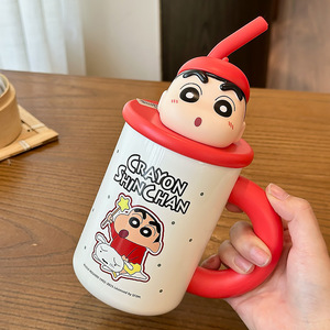 Crayon Shinchan Insulated Water Bottle 575ml <b>With</b> <b>Straw</b> <b>Lid</b> Drink <b>Cup</b> For Office <b>And</b> Travel - Product Image 2