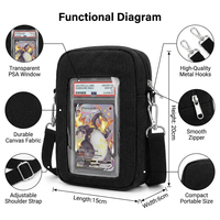 Bolso Bandolera Personalizado Pequeño para Exhibición de Tarjetas Graduadas con Ventana Transparente, de Nylon, para Coleccionistas de TCG y Fans del Anime, Bolso de Hombro para Tarjetas (Ita-bag)