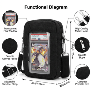 Bolso Bandolera Personalizado Pequeño para Exhibición <span class=keywords><strong>de</strong></span> Tarjetas Graduadas con Ventana Transparente, <span class=keywords><strong>de</strong></span> Nylon, para Coleccionistas <span class=keywords><strong>de</strong></span> TCG y Fans del Anime, Bolso <span class=keywords><strong>de</strong></span> Hombro para Tarjetas (Ita-bag) - Product Image 2