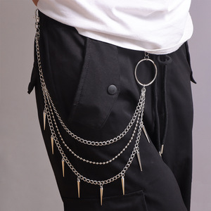 Cadena de cintura de varias capas con púas, estilo punk, accesorio de moda hip hop para hombres y mujeres, ropa casual de calle, decorativa de aleación de zinc - Product Image 1