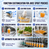 Emballage en plastique transparent laminé composite pour boissons à base de jus de fruits et de vodka réutilisables, poche souple à bec verseur, poignée